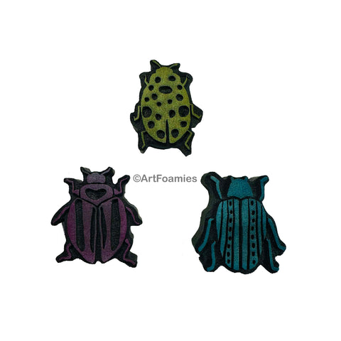 Elizabeth St. Hilaire | Three Beetles | Foam Stamps - Set of 3