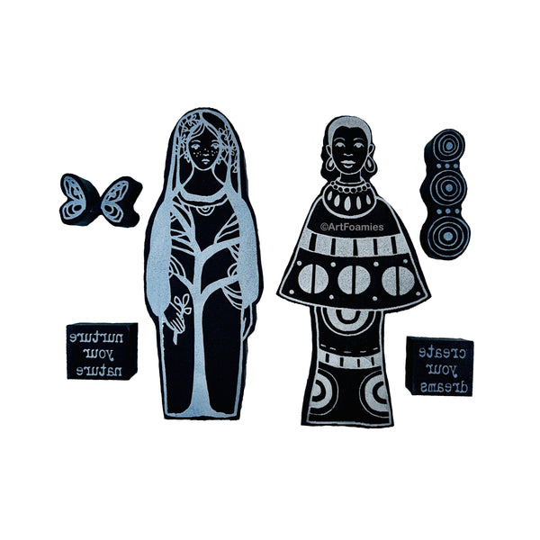 Kae Pea & Megan Quinlan | Faraway Girls Set 3 | Foam Stamps - Set of 6