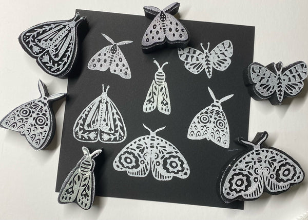 Kae Pea | Mod Moths | Foam Stamps - Set of 6