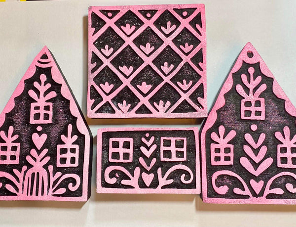 Jone Hallmark | Gingerbread House Kit | Foam Stamps - Set of 4