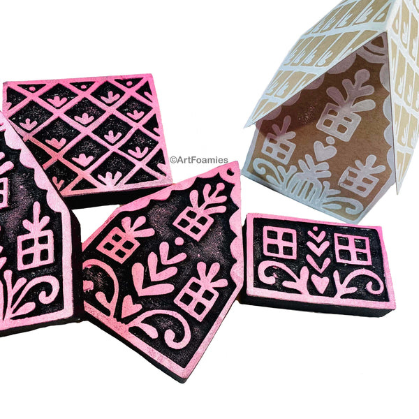 Jone Hallmark | Gingerbread House Kit | Foam Stamps - Set of 4