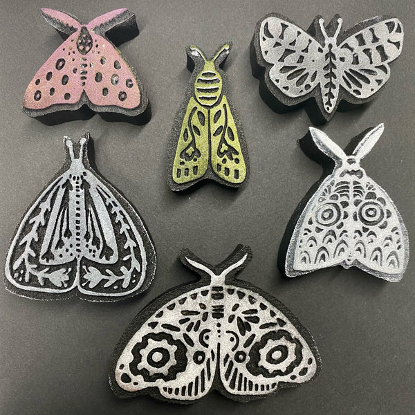 Kae Pea | Mod Moths | Foam Stamps - Set of 6