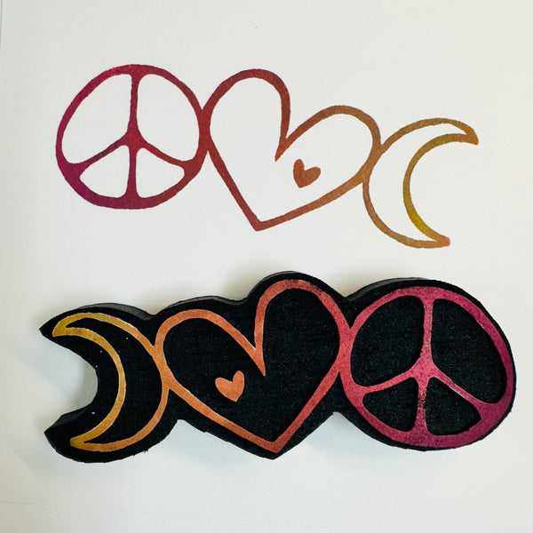 Bev Gwinn Jones | Peace, Love, Care | Foam Stamp