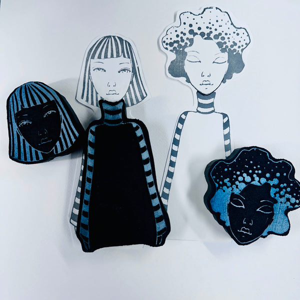 Angela Kennedy for Fodder School | Fodder Dolls Set 2 | Foam Stamps - Set of 3