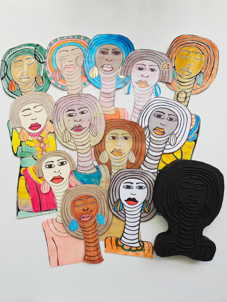 Amanda Trought for Fodder School | Nkosi & Bantu Knots (Sisters Set 1) | Foam Stamps - Set of 2