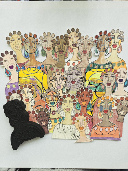 Amanda Trought for Fodder School | Nkosi & Bantu Knots (Sisters Set 1) | Foam Stamps - Set of 2
