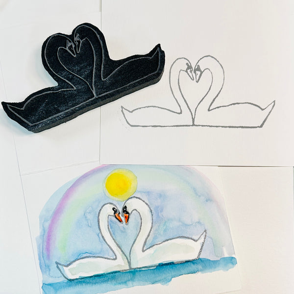 Kae Pea | 2 Swans | Foam Stamp