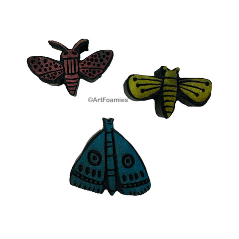 Elizabeth St. Hilaire | Three Moths | Foam Stamps - Set of 3