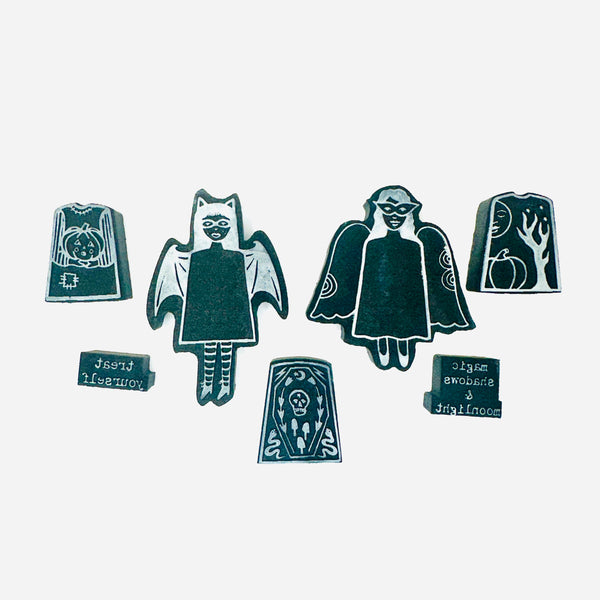 Kae Pea & Megan Quinlan | The Changels Set #5 (Halloween) | Foam Stamps - Set of 7