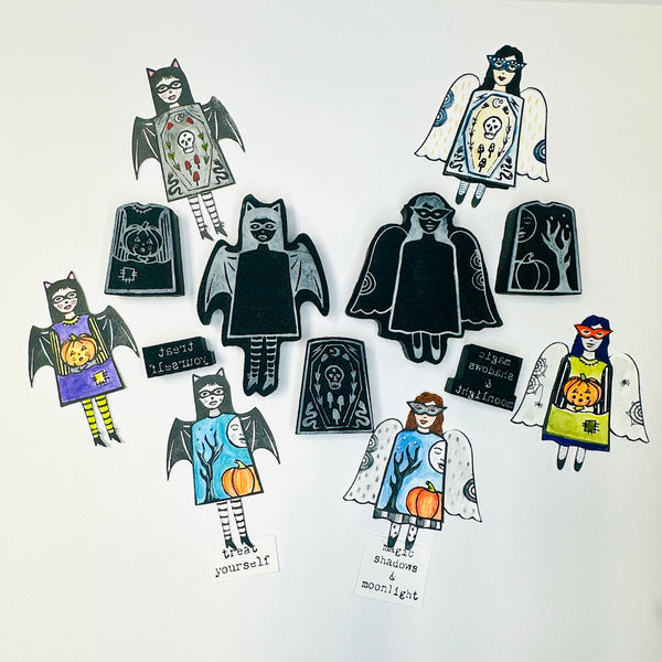 Kae Pea & Megan Quinlan | The Changels Set #5 (Halloween) | Foam Stamps - Set of 7