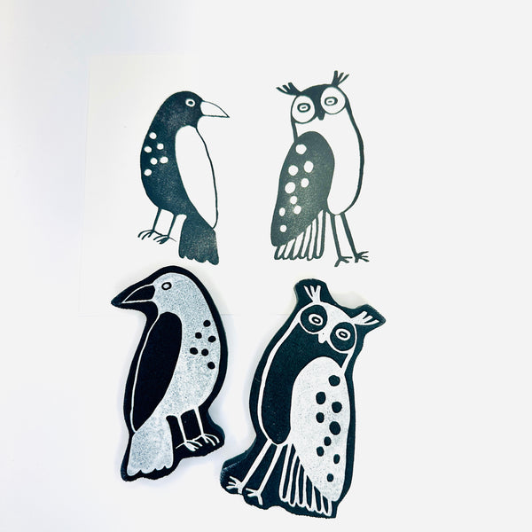 Wendy Aspinall | Raven and Owl | Foam Stamps (Set of 2)