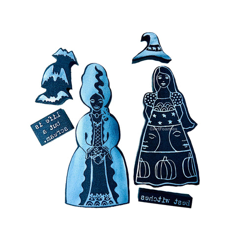 Kae Pea & Megan Quinlan | Faraway Girls Set 5: Halloween Girls | Foam Stamps - Set of 6