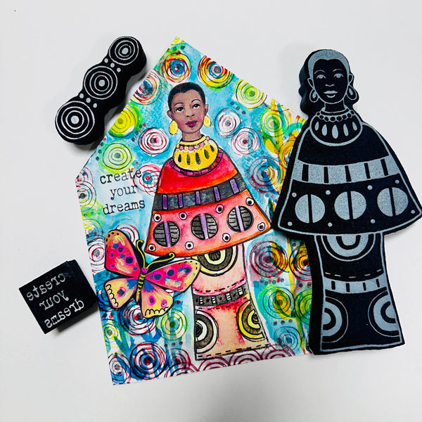 Kae Pea & Megan Quinlan | Faraway Girls Set 3 | Foam Stamps - Set of 6