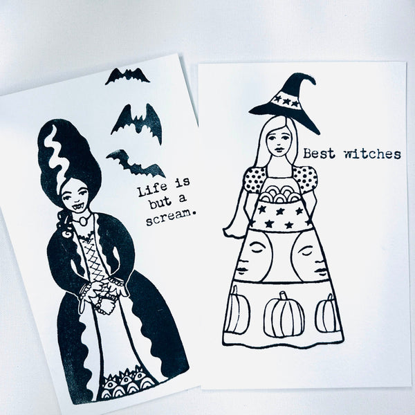 Kae Pea & Megan Quinlan | Faraway Girls Set 5: Halloween Girls | Foam Stamps - Set of 6