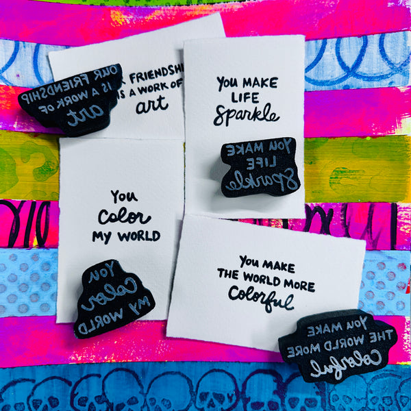 Cheiron Brandon for Fodder School | "Artsy Friends" Words Set | Foam Stamps - Set of 4