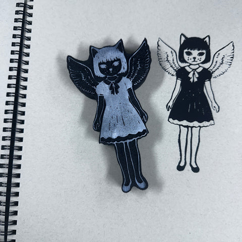 Collage Soup | Cat Girl Kitty Angel | Foam Stamp