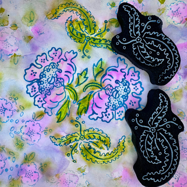 Jane Chipp for Fodder School | Paisley Leaves | Foam Stamps - Set of 2