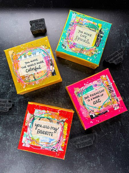 Cheiron Brandon for Fodder School | "Artsy Friends" Words Set | Foam Stamps - Set of 4