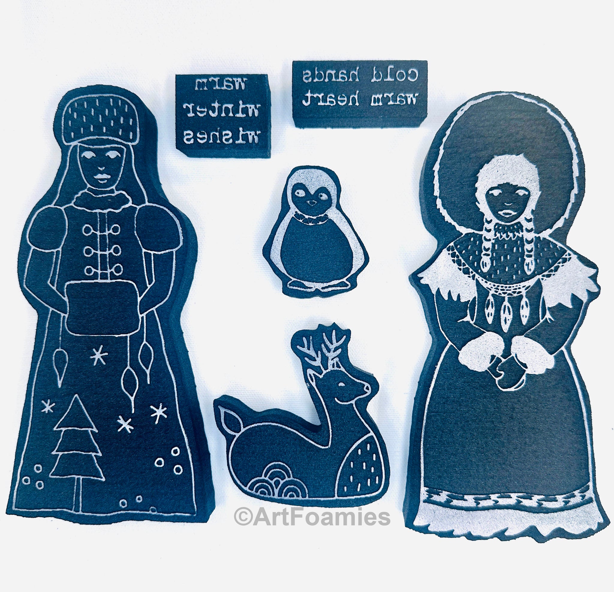 Kae Pea & Megan Quinlan | Faraway Girls Set 5: Winter Girls | Foam Stamps - Set of 6