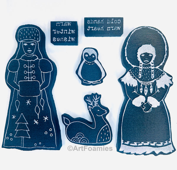 Kae Pea & Megan Quinlan | Faraway Girls Set 5: Winter Girls | Foam Stamps - Set of 6