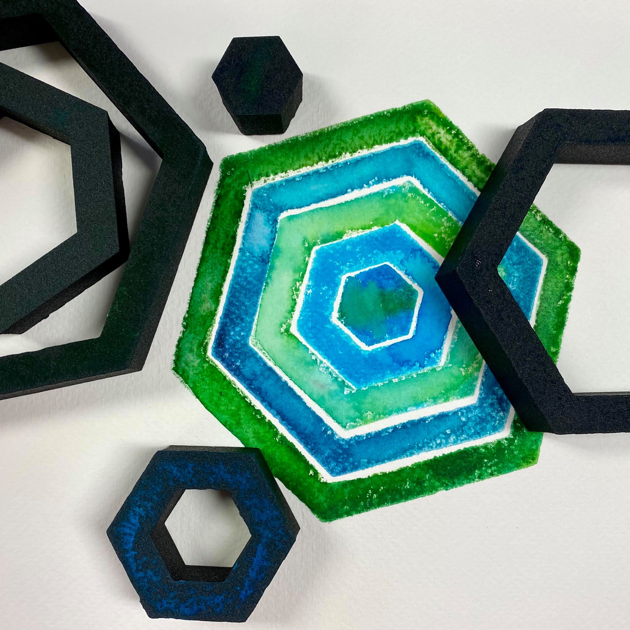Kae Pea | Creative Concentrics Hexagon | Foam Stamps - Set of 5