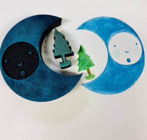 Marylinn Kelly | Moon & Tree | Foam Stamps - Set of 2