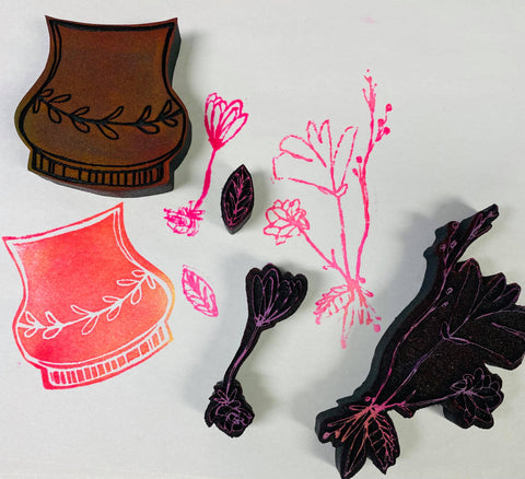 Kae Pea | Scribble Florals Set | Foam Stamps - Set of 4