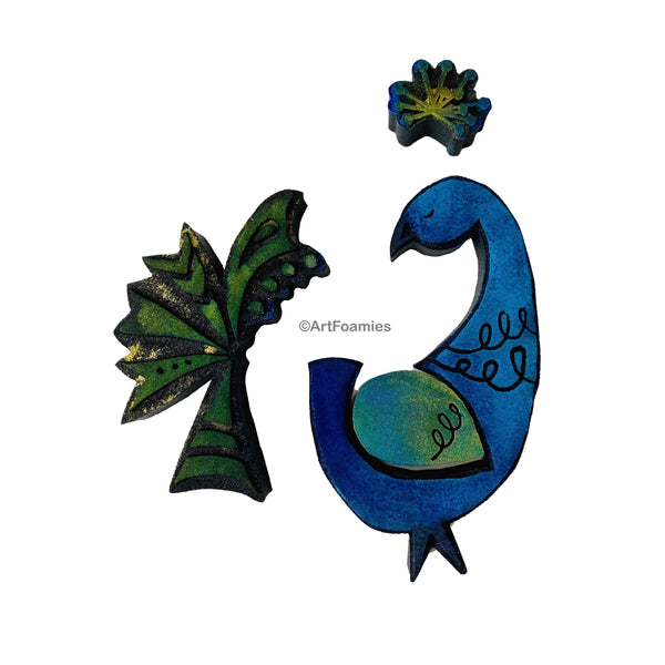 Elizabeth St. Hilaire | Painted Papers Peacock | Foam Stamps - Set of 4