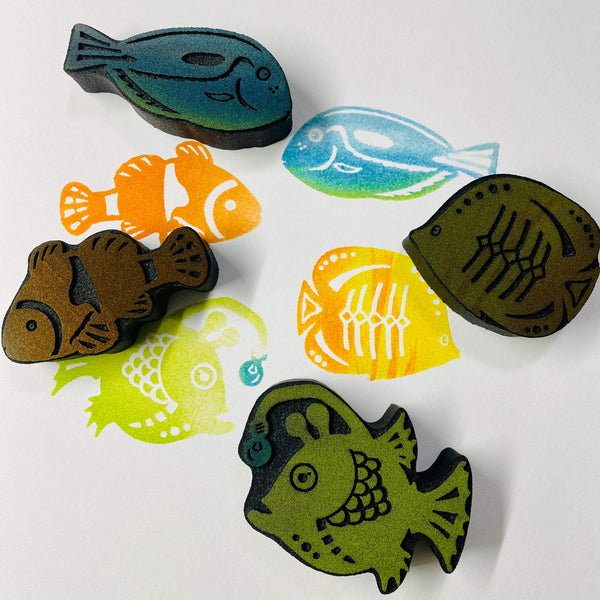 Red Tin Roof | Fishies | Foam Stamps - Set of 4