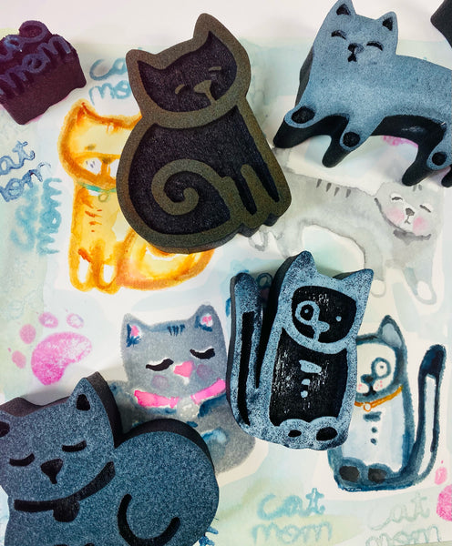 Kae Pea | Cat Mom | Foam Stamps - Set of 5
