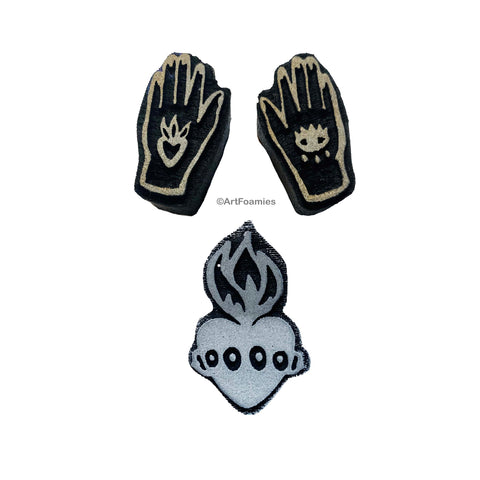 Kae Pea | Sacred Heart & Hands | Foam Stamps - Set of 3