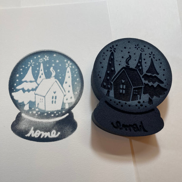 Kae Pea | Cozy Snowglobe | Foam Stamp
