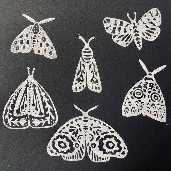 Kae Pea | Mod Moths | Foam Stamps - Set of 6