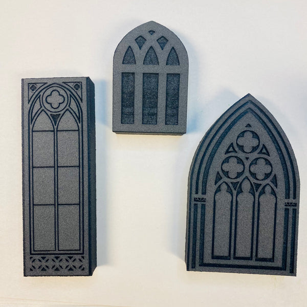 Red Tin Roof | Gothic Windows | Foam Stamps - Set of 3