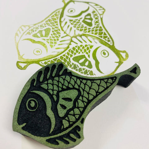 Marta Harvey | Fish Tessellation | Foam Stamp