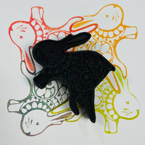 Marta Harvey | Bunny w/ Sweater Tessellation | Foam Stamp